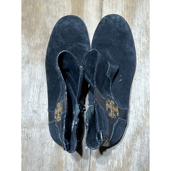 Tory Burch Tory Burch Black Suede 'Alaina' Logo Ankle Boots Women 9M Zip - Picture 6 of 13